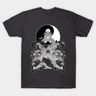 Yin Yang Buddah Karate Vintage Black White Graphics T-Shirt